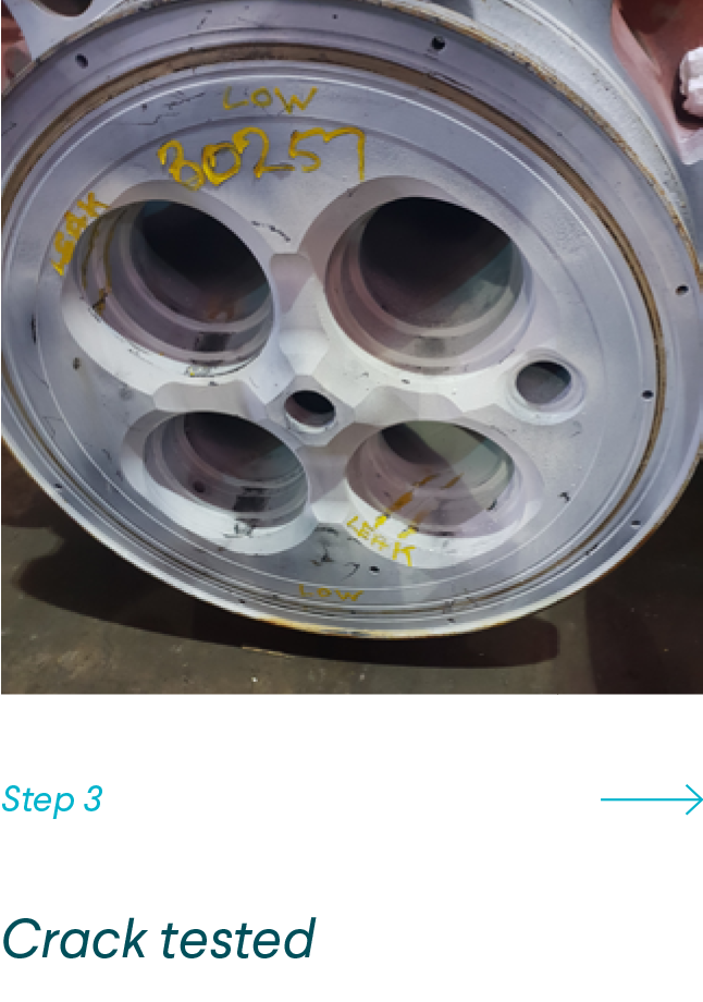 Crack Testing Cylinder Head for Marine Welding
