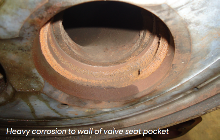 Heavy Corrosion to Valve Seat Pocket Mak Caterpillar Cylinder Heard Cast Iron Welding Repairs