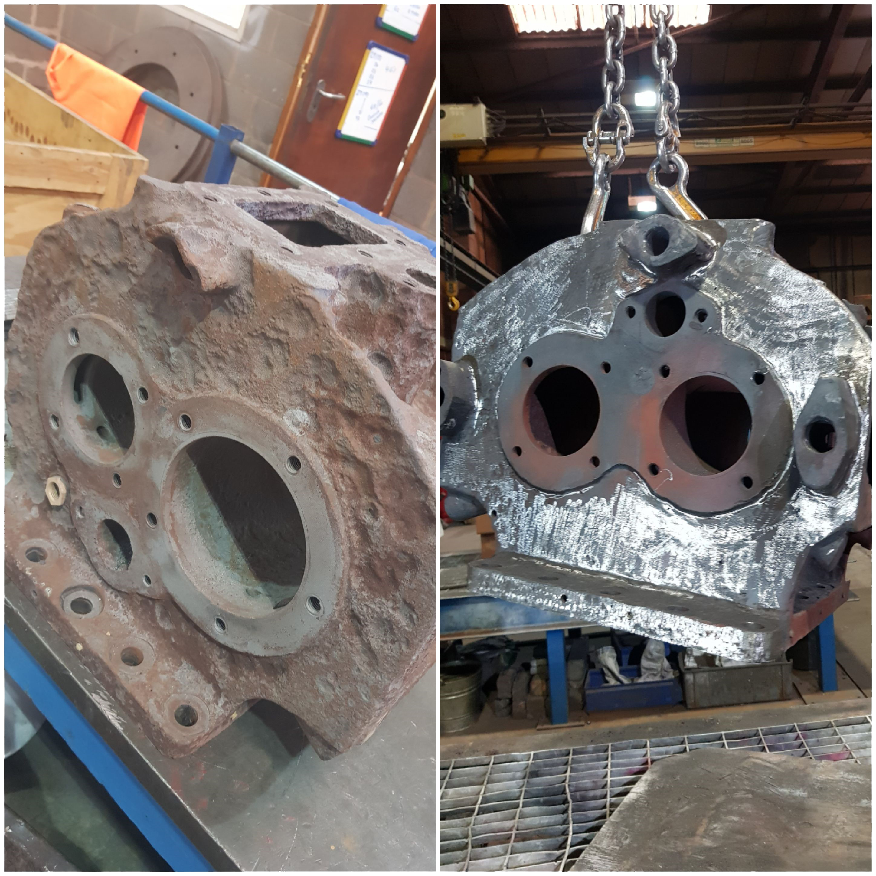 Traction engine cast iron welding repairs