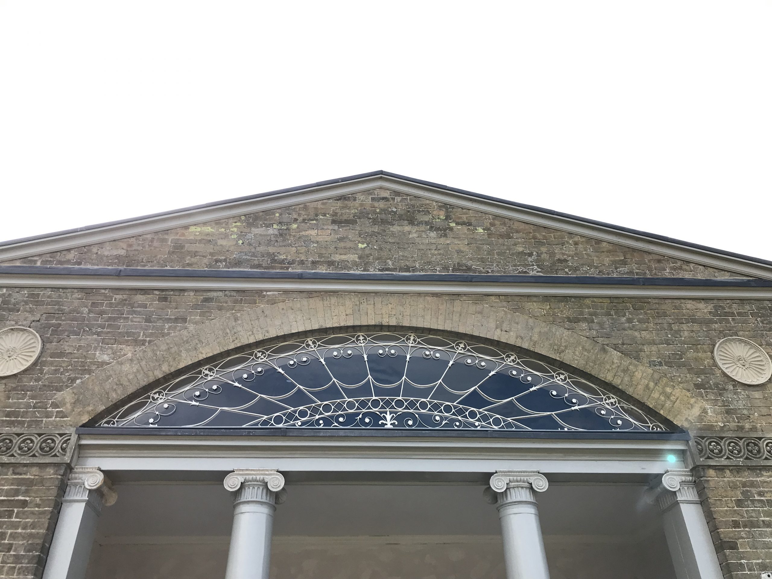 Front view of the wrought Iron fanlight restoration done at a stately home in Norfolk